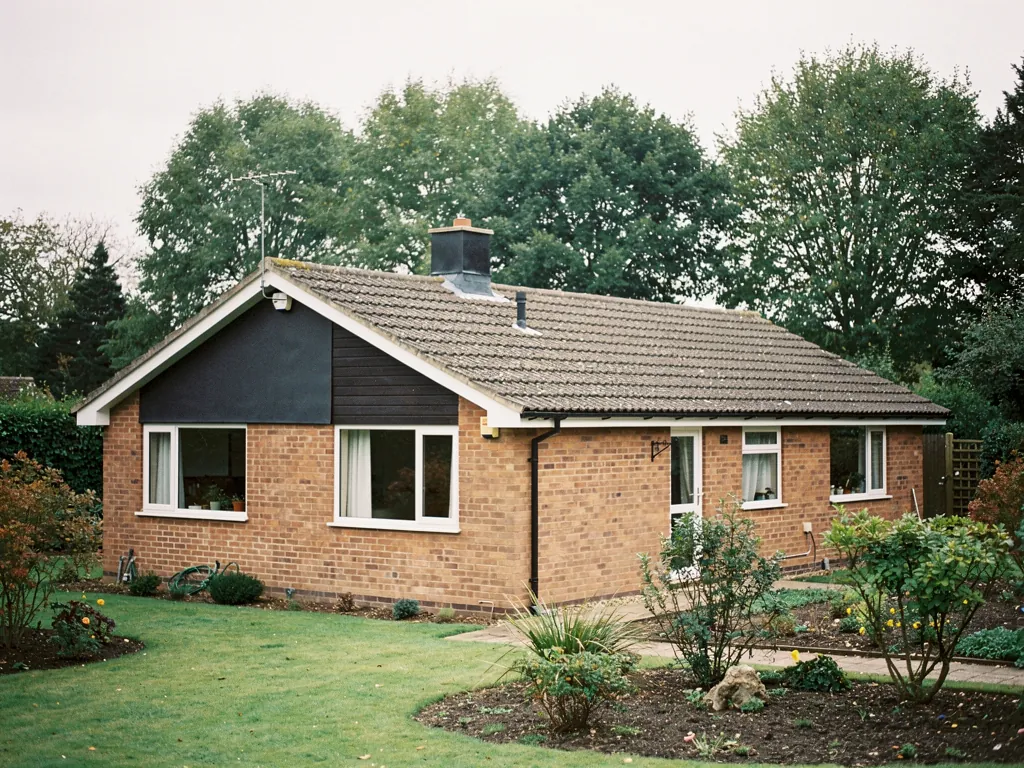 A small detached bungalow with a garden