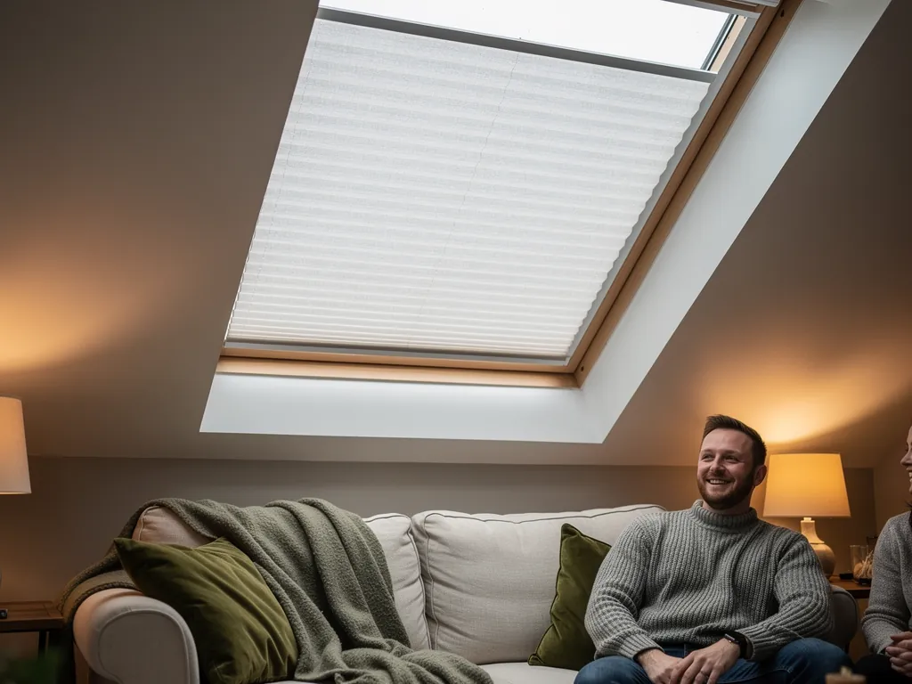 A thermal blind fitted inside a roof window