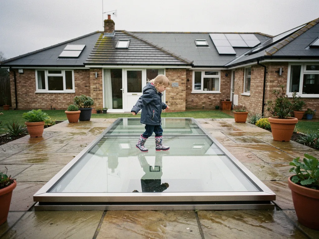 A walk-on rooflight set into a garden patio